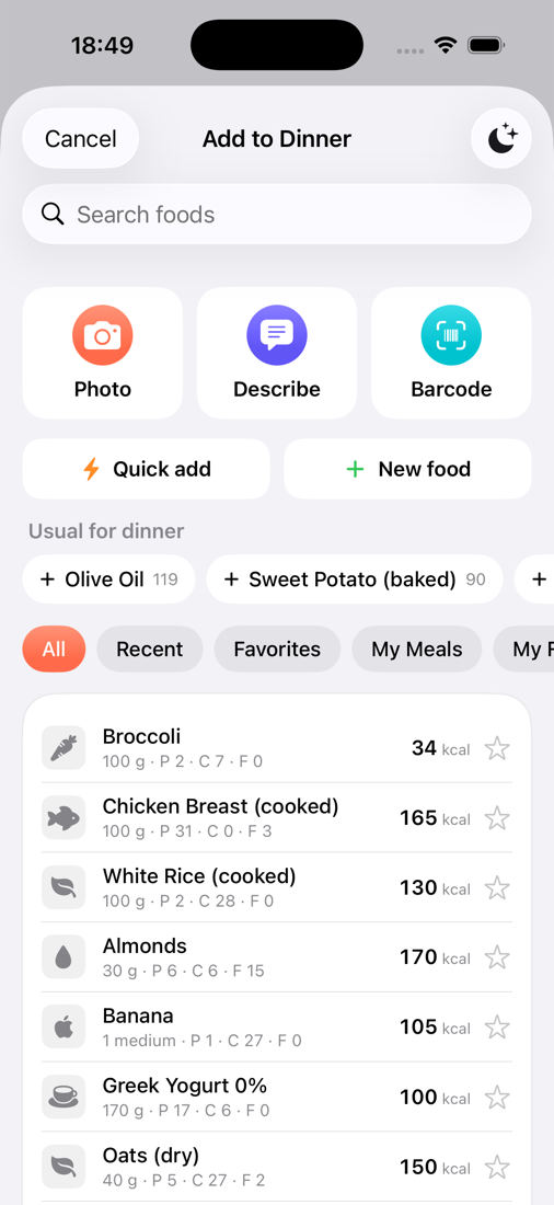 Add food screen
